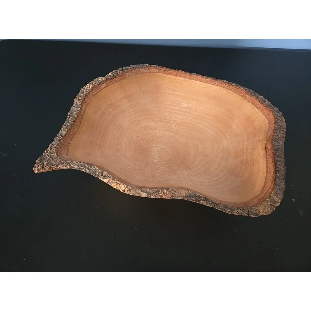 Live Edge Rustic Wood Bowl Hand Carved ‎ Natural Edge ~11